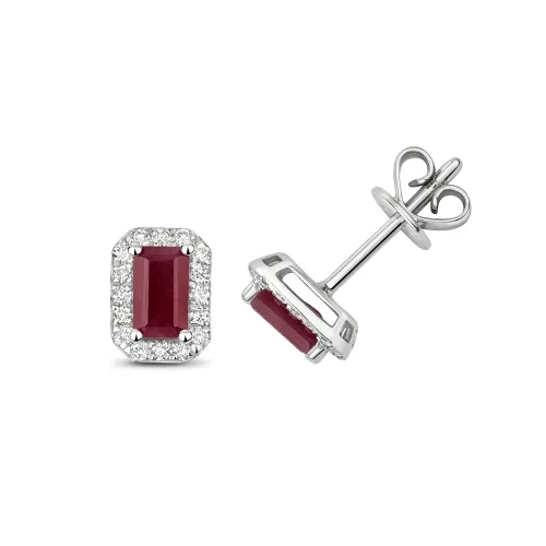 Diamond and Ruby Stud Earrings